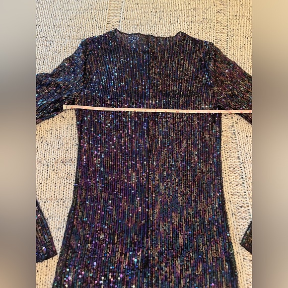 Free People Intimately Gold Rush Long Sleeve Sequin Top Black Combo Size XS NWT - Picture 5 of 9